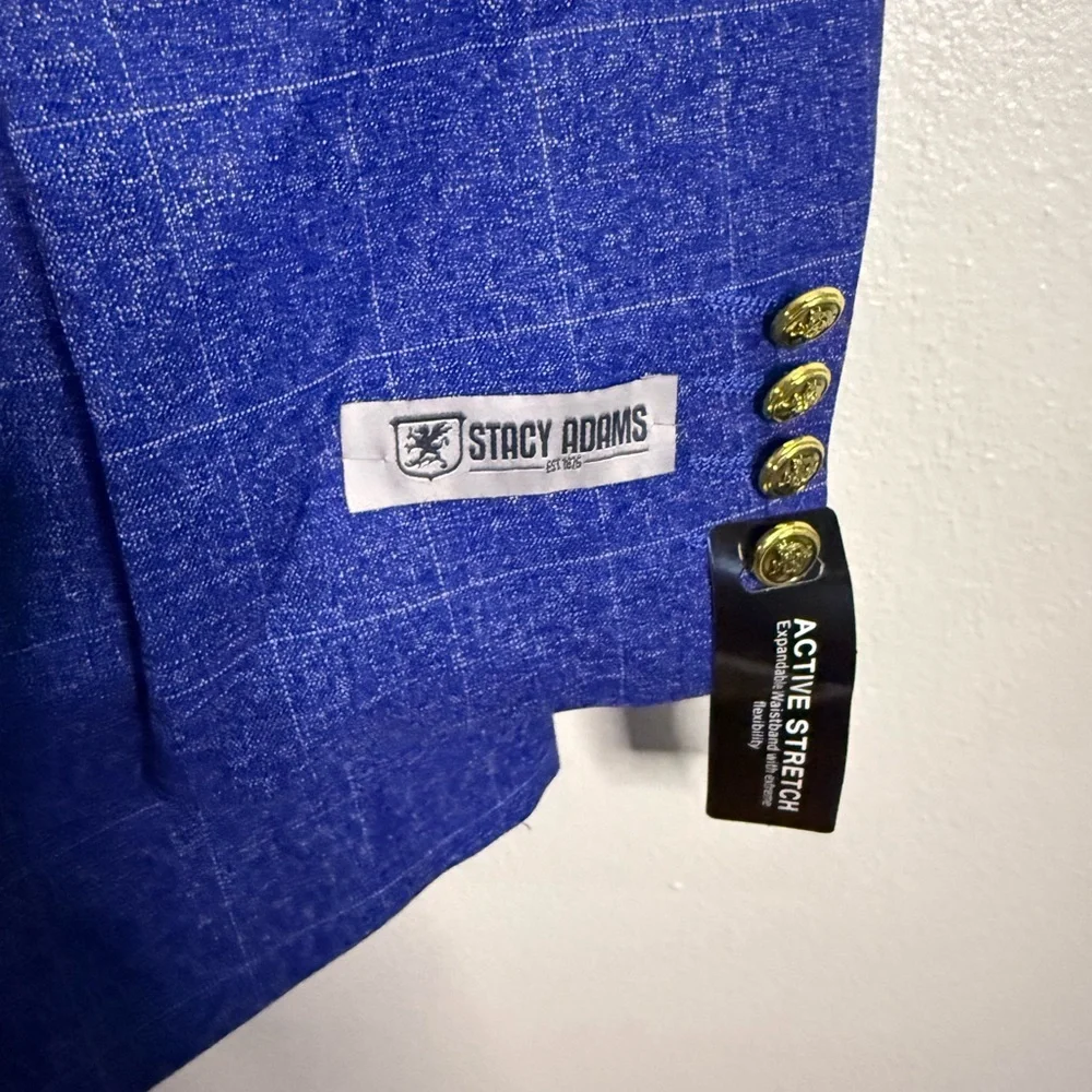 Men’s Stacy Adams 49R Royal Blue Two-Piece Jacket & Vest NWT